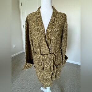 NWT Chaudry Wool Blend Wrap Sweater Size Medium in Color Brown/Gold